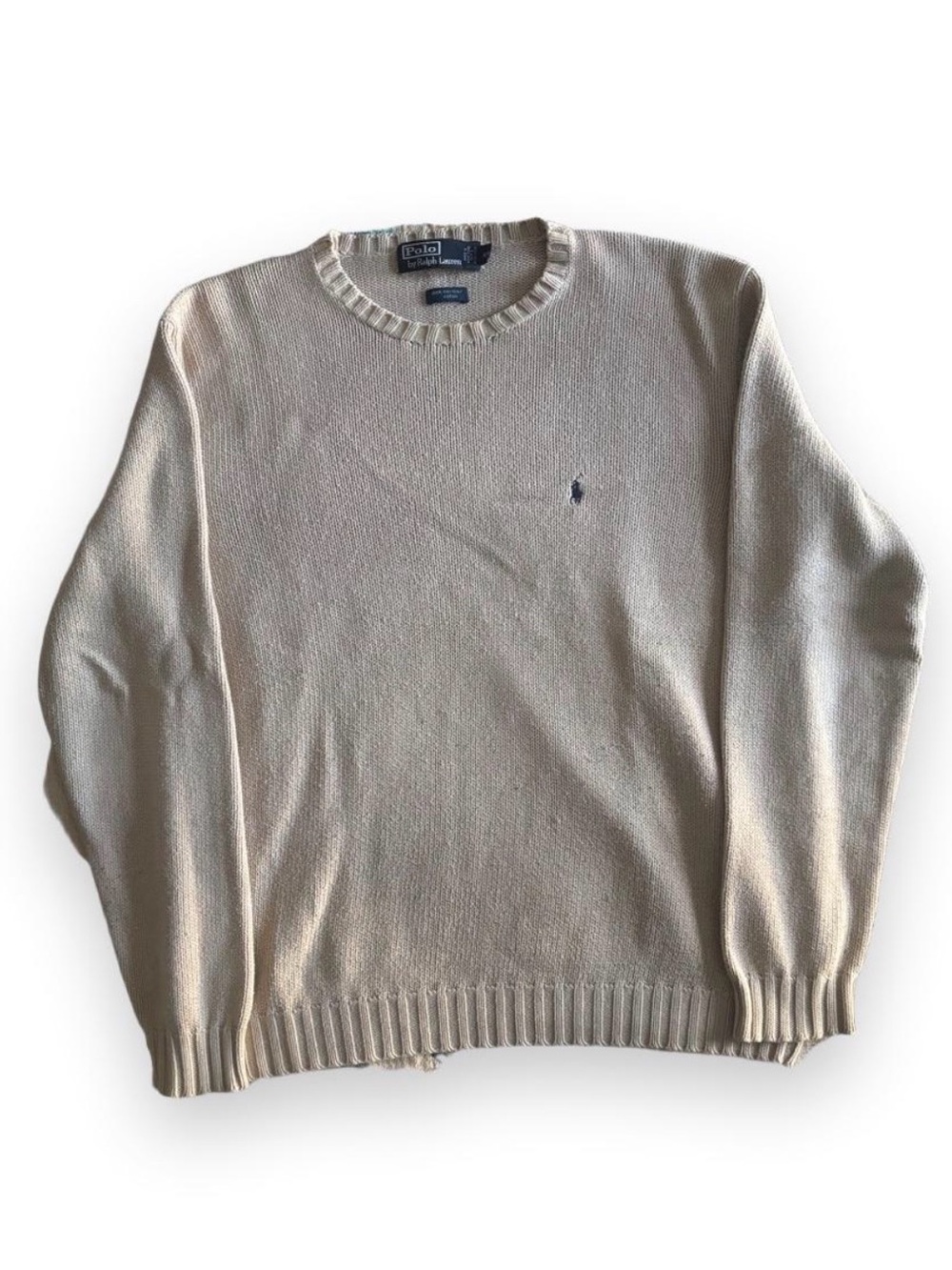 Vintage 90's Polo by Ralph Lauren Cream Crewneck Sweater